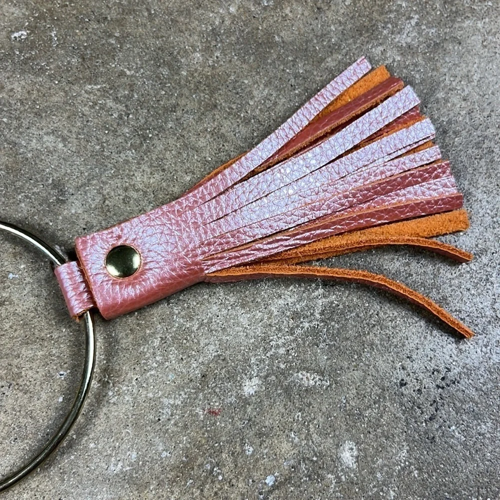 Elegant Blue Leather Key Holder with Tassel